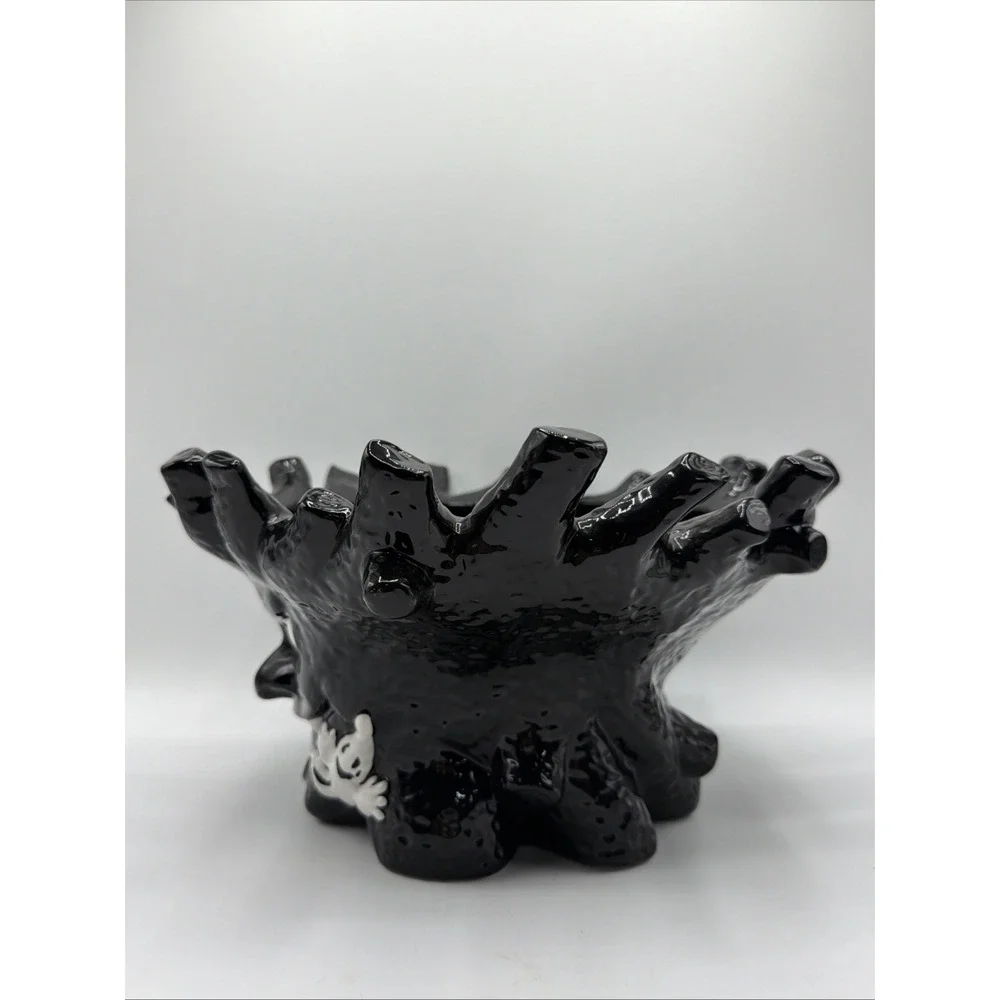 Vintage Halloween Black Haunted Tree w/ Ghosts Large Candy Dish Bowl 12